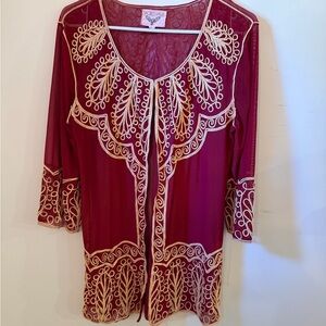 Women's Embroidered Open Cardigan